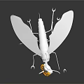 Mechanical Insect Character With Silver Wings And Yellow Gear Eyes