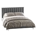 Modern Double Bed with Tufted Headboard Soft Pillows and Cozy Bedding 3d model