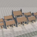 Ancient Architecture with Traditional Roof Tiles Wooden Doors and Stone Courtyard