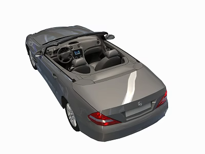 Gray Convertible Car With Open Top And Interior Seats Steering Wheel Rear View 3d model