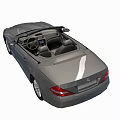 Gray Convertible Car With Open Top And Interior Seats Steering Wheel Rear View