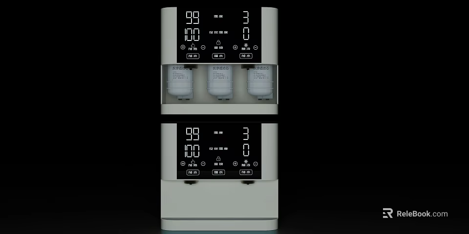 Public Water Dispenser Facility With Digital Display And Multiple Water Outlets 3d model 