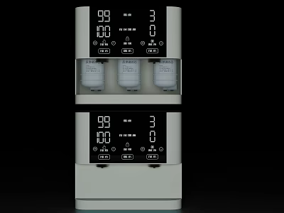 Public Water Dispenser Facility With Digital Display And Multiple Water Outlets 3d model