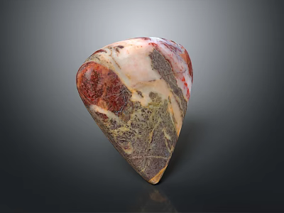 Irregularly Shaped Colorful Natural Stone With Red White Brown Hues And Intricate Polished Texture 3d model