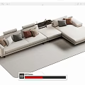 Modern Light Colored Sectional Sofa With Decorative Pillows Coffee Table And Area Rug 3d model