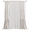 Elegant Light Colored Window Curtain With Pleated Sides And Soft Fabric 3d model