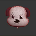 Cartoon Dog Head Balloon With White Body Purple Ears Big Eyes And Pink Blush