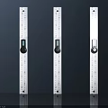 Three Silver Long Strip Industrial Spirit Levels with Measurement Scales and Bubble Level Indicators