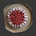 Fresh Strawberry Tart With Golden Crust Topped With Powdered Sugar On Rustic Plate