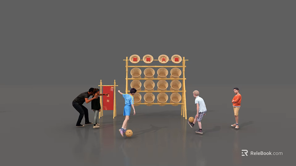 Interactive Area Featuring Children Playing Ball Throwing With Target Boards And Symbols 3d model