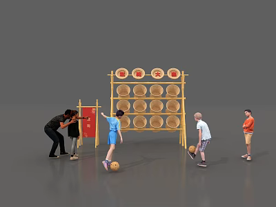 Interactive Area Featuring Children Playing Ball Throwing With Target Boards And Symbols 3d model