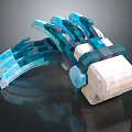 Detailed Blue White Mechanical Creature Featuring Tentacle Appendages In 3D Render Design