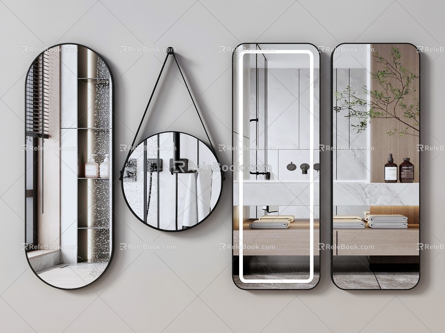 Modern Mirror Bathroom Mirror Bathroom Mirror Cosmetic Mirror Full-length Mirror Hanging Mirror Hanging Mirror Round Mirror 3d model