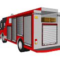 Red Black Fire Truck With Emergency Siren Ladder and Storage Compartments