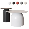 Beige and Red Coffee Table with Dome Shaped Base and Round Top Design 3d model