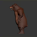 Red Cartoon Bear 3D Model With Standing Pose Open Arms And Light Colored Belly