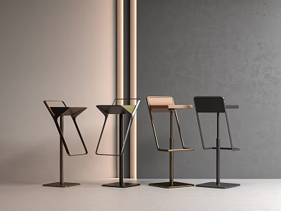 Modern Bar Chair poliform Modern Minimalist Bar Chair Metal Bar Chair Leather 3d model