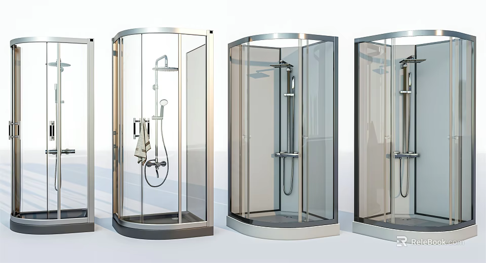 Modern Shower Sauna Enclosures With Glass Design Stainless Steel Frame And Handheld Shower 3d model 