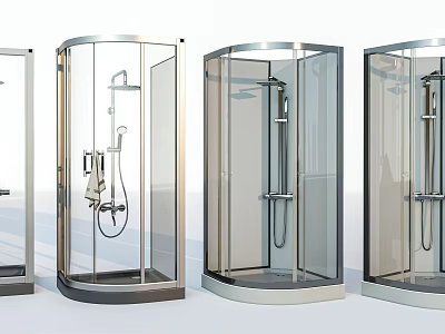 Modern Shower Sauna Enclosures With Glass Design Stainless Steel Frame And Handheld Shower 3d model