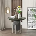 Modern Side Table With Glass Top Unique Grey Base Decorative Vase Hanging Lamp And Wall Art