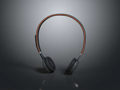 Stylish Modern Over Ear Headphones With Black Orange Accents And Ergonomic Design 3d model