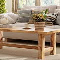 Cozy Living Room Interior With Natural Light Wooden Coffee Table Sofa And Potted Plant