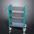 Teal And Gray Multi Shelf Trolley With Rolling Wheels And Storage Layers