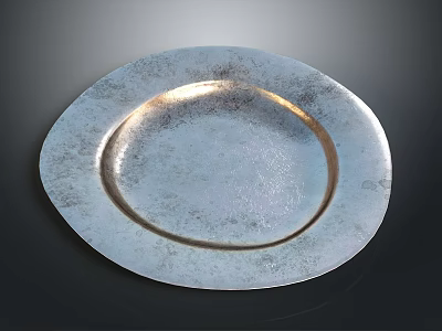 Silver And Gold Textured Metal Plate With Oval Shape For Home Use 3d model