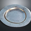 Silver And Gold Textured Metal Plate With Oval Shape For Home Use