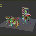 Detailed Architectural Models With Arched Windows Wooden Roofs And Multi Level Structures