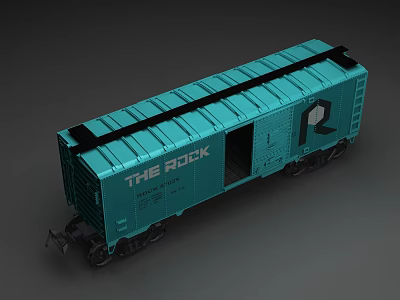 Teal Colored Car Featuring THE ROCK Logo And Open Door Design 3d model