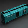 Teal Colored Car Featuring THE ROCK Logo And Open Door Design