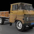 Vintage Yellowish Brown Truck Featuring Wooden Cargo Bed Large Tires and Classic Design