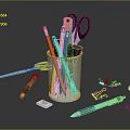 Essential Office Stationery Set With Metal Pen Holder Colored Pencils Scissors And Writing Tools