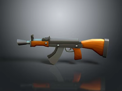 Classic Assault Rifle with Wooden Stock Grip and Metal Barrel Receiver in Modern 3D Render 3d model