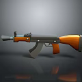 Classic Assault Rifle with Wooden Stock Grip and Metal Barrel Receiver in Modern 3D Render