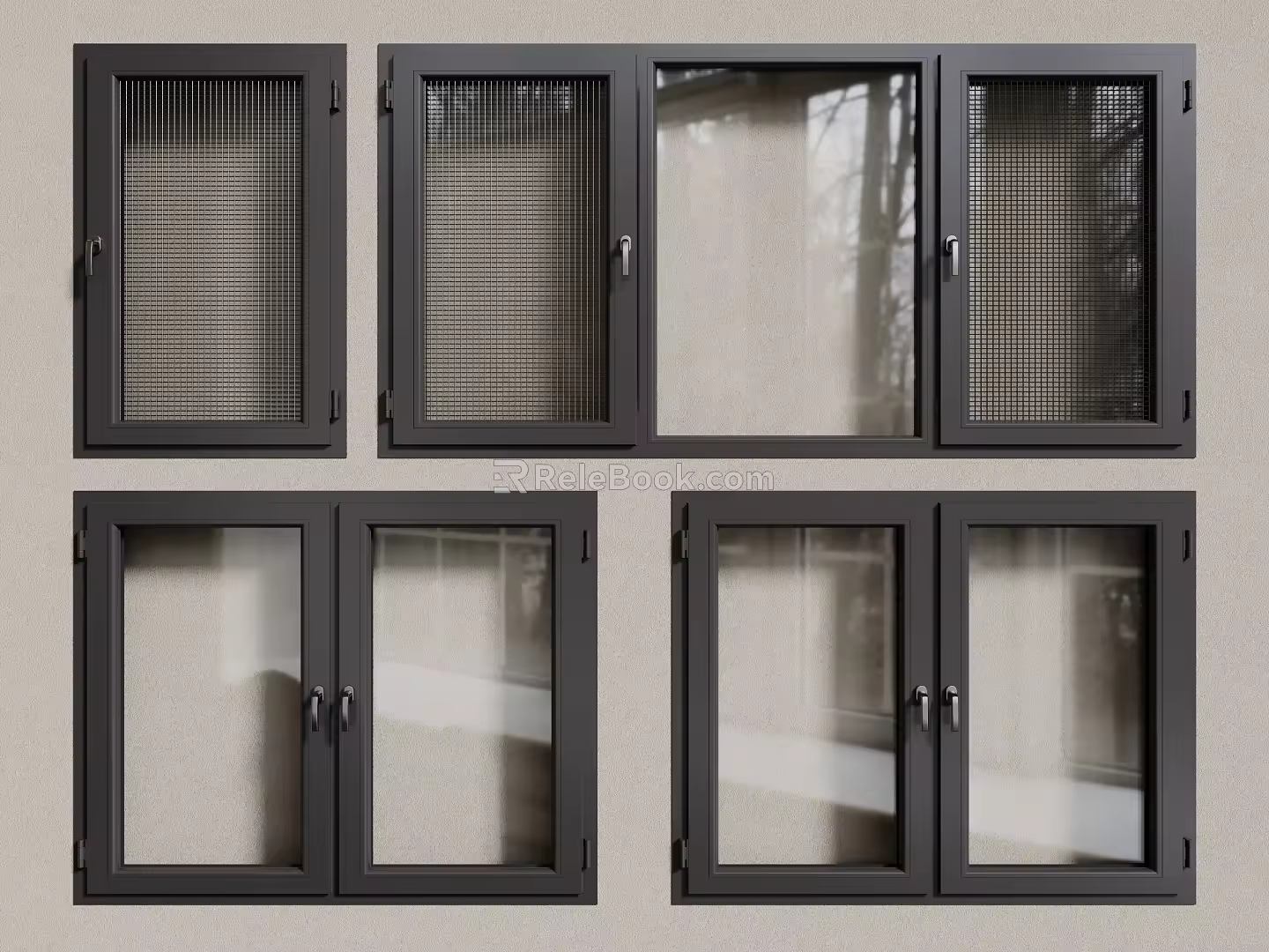 modern windows aluminum alloy windows casement windows floor-to-ceiling windows 3d model