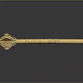 Ancient Golden Ornamental Weapon With Intricate Carvings And Decorative Top Design
