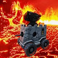 Gray Stone Like Volcanic Rover With Black Top Device On Lava Field