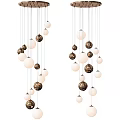 Modern Spherical Pendant Lights Hanging with White and Brass Balls for Contemporary Interior Decor