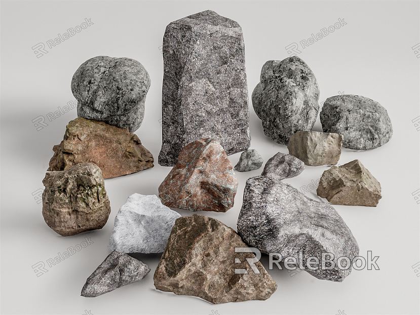 Modern Stone Landscape Stone Gravel Pebbles model