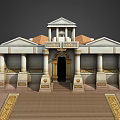 Classical European Architecture Design With Columns Steps And Ornate Golden Details