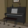 Elegant Upright Piano With Music Sheet Vase Artistic Decor Items Bench And Plant