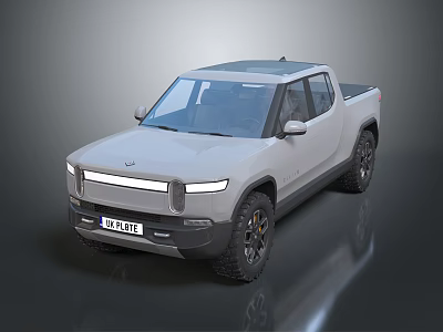 Rivian R1T Electric Pickup Truck With Smooth Front Design LED Headlights And Off Road Tires 3d model