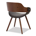 Modern Leisure Chairs With Black Leather Seats Wooden Legs And Armrests Design