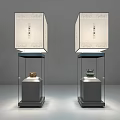 Modern Museum Exhibition Space With Glass Display Cases And Illuminated Artifacts