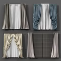 Various Curtain Styles With Different Colors And Textures For Home Decor 3d model