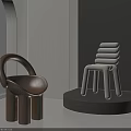 Modern Leisure Chairs Brown and White Rounded Backrest Stacked Design Minimalist Interior