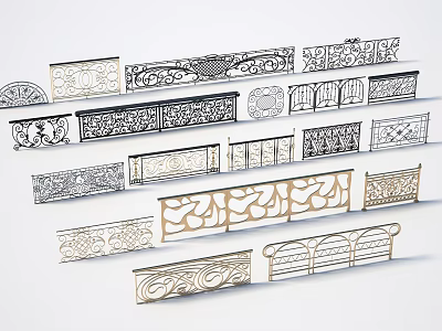 Ornamental Fence Collection With Various Intricate Patterns And Diverse Decorative Styles 3d model
