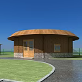 Modern Residential Complex With Dome Building Fenced Area Water Body Road And Parking